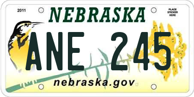 NE license plate ANE245