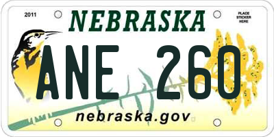 NE license plate ANE260