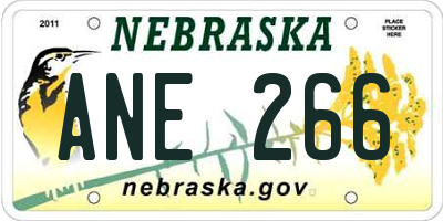 NE license plate ANE266