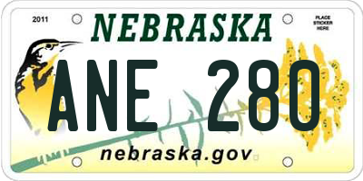 NE license plate ANE280