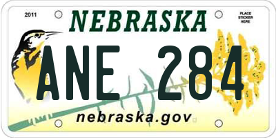 NE license plate ANE284
