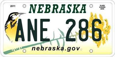 NE license plate ANE286