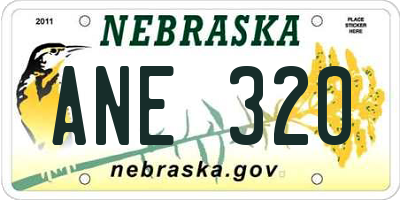 NE license plate ANE320
