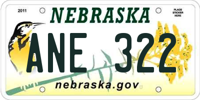 NE license plate ANE322