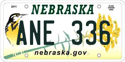 NE license plate ANE336