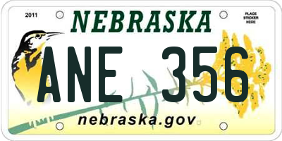 NE license plate ANE356