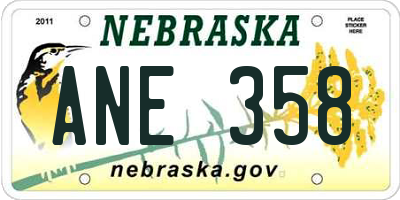 NE license plate ANE358
