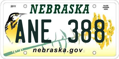 NE license plate ANE388