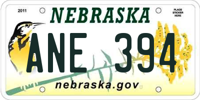 NE license plate ANE394