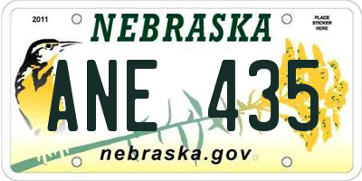 NE license plate ANE435