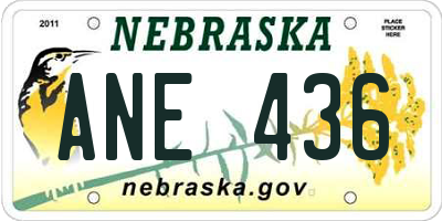 NE license plate ANE436