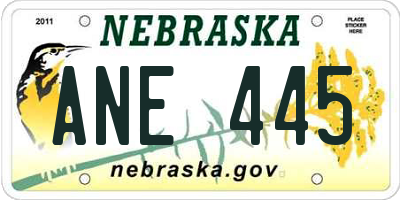 NE license plate ANE445
