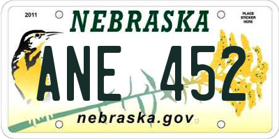 NE license plate ANE452