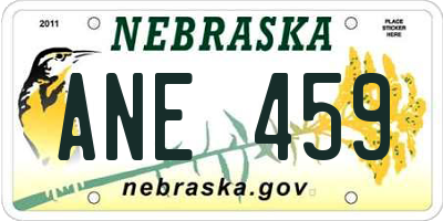 NE license plate ANE459