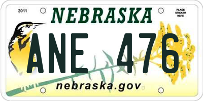 NE license plate ANE476