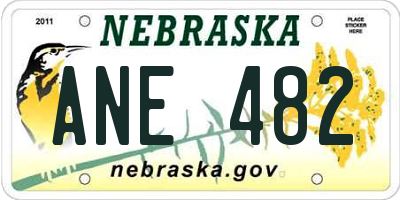 NE license plate ANE482