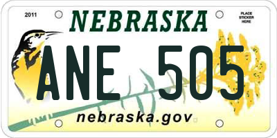NE license plate ANE505