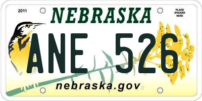 NE license plate ANE526