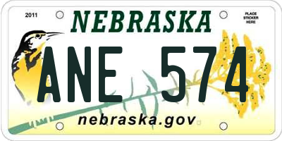 NE license plate ANE574