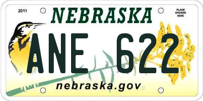 NE license plate ANE622