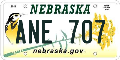 NE license plate ANE707