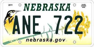 NE license plate ANE722