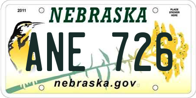 NE license plate ANE726