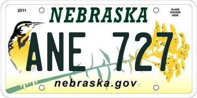 NE license plate ANE727