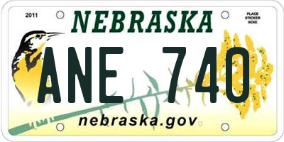 NE license plate ANE740