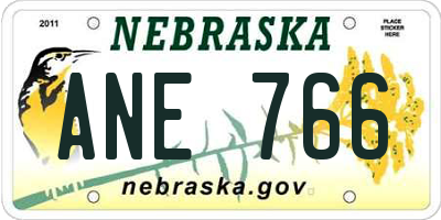 NE license plate ANE766