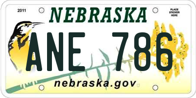 NE license plate ANE786