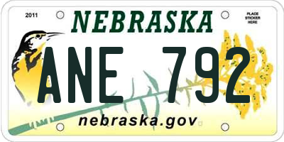 NE license plate ANE792
