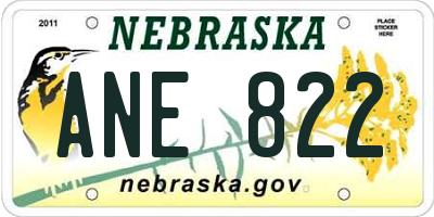 NE license plate ANE822