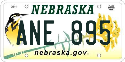 NE license plate ANE895