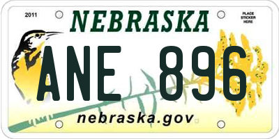 NE license plate ANE896
