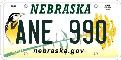 NE license plate ANE990