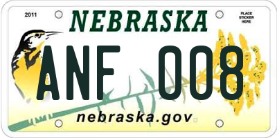 NE license plate ANF008