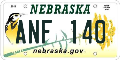 NE license plate ANF140