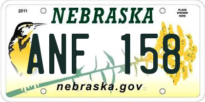 NE license plate ANF158