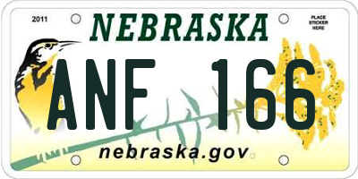 NE license plate ANF166