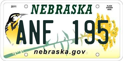 NE license plate ANF195