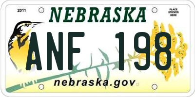 NE license plate ANF198