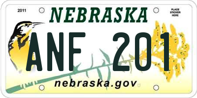 NE license plate ANF201