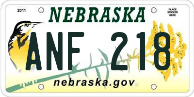 NE license plate ANF218