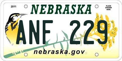 NE license plate ANF229