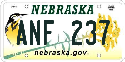 NE license plate ANF237