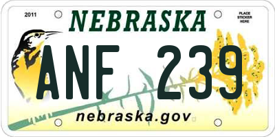 NE license plate ANF239