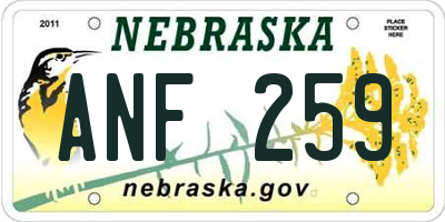 NE license plate ANF259