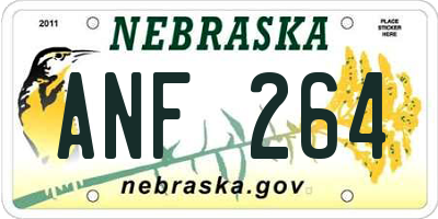 NE license plate ANF264