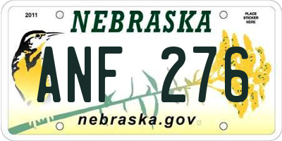 NE license plate ANF276